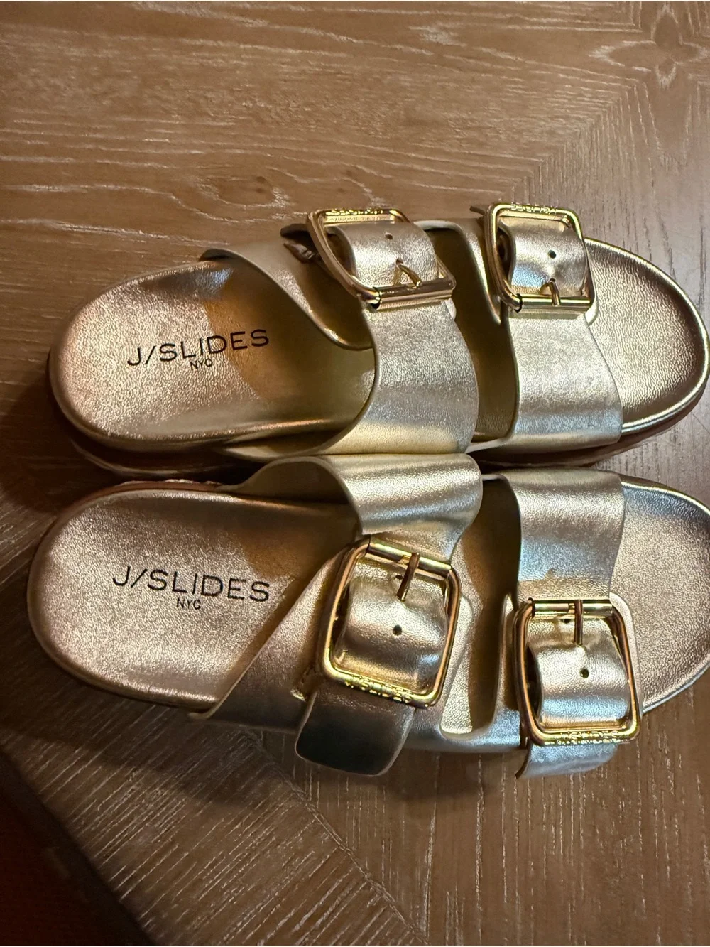 NWOTB J Slides Pewter Platform Slide Leather Size 7